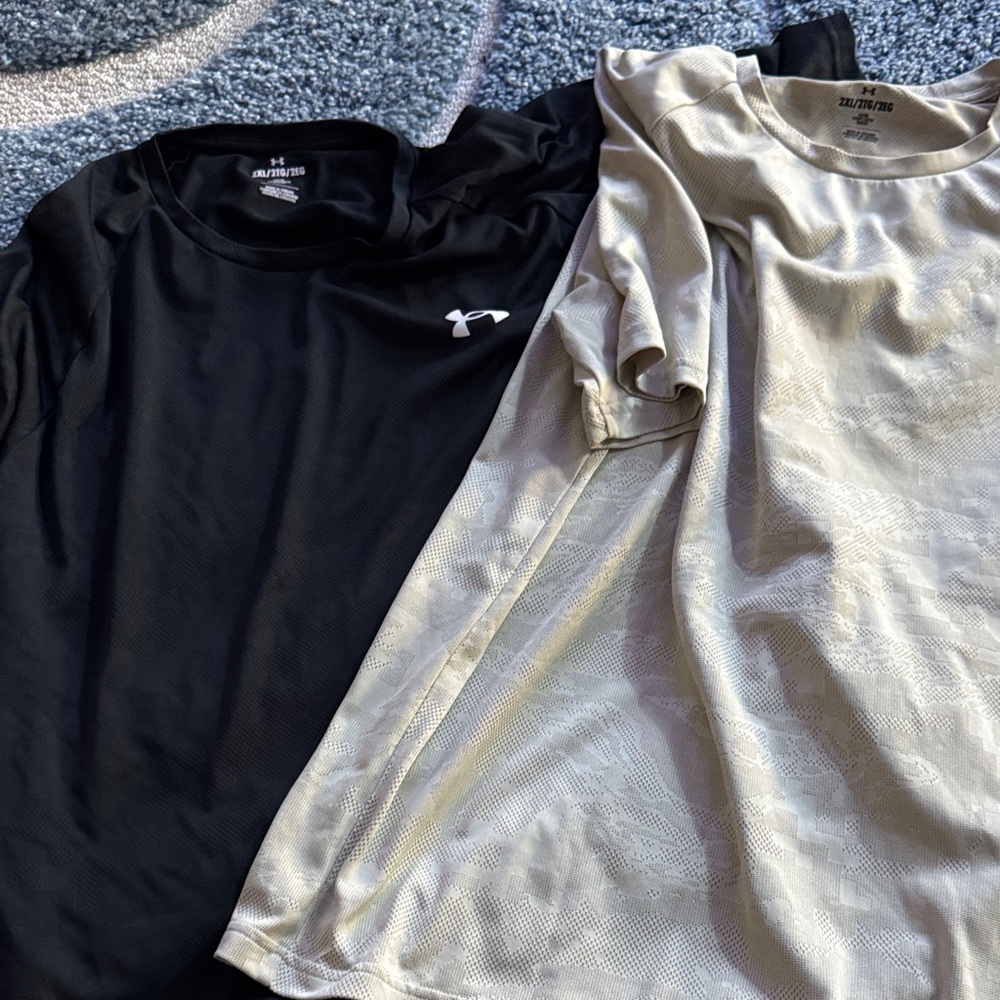 Gently Used…Under Armour Beige and Black Performance Shirts set of 2